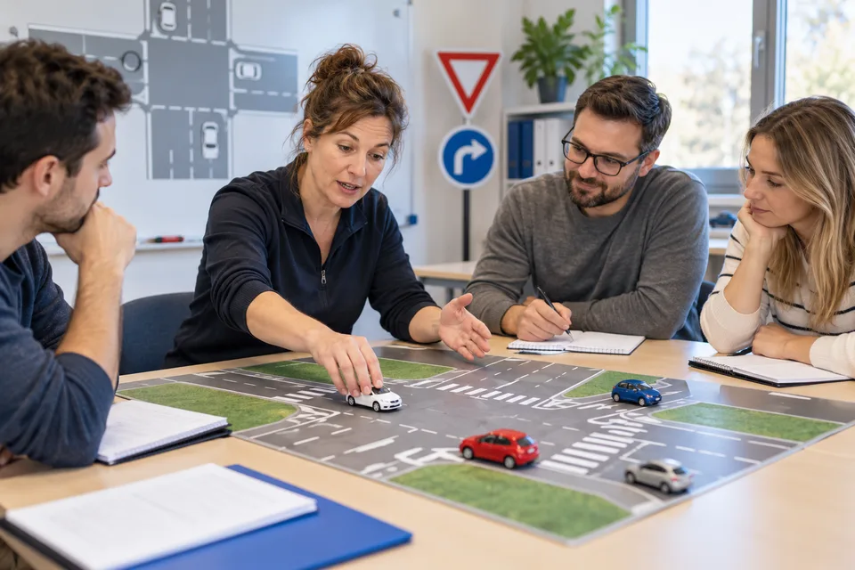 Illustration d’un atelier de formation de moniteurs.